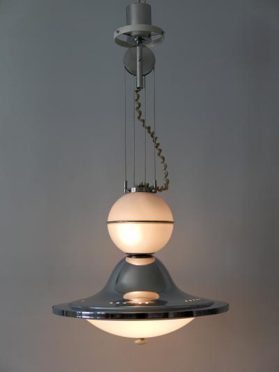 Rare Large Mid Century Modern Counterweight Pendant Lamp UFO Italy 1960s