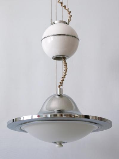Rare Large Mid Century Modern Counterweight Pendant Lamp UFO Italy 1960s