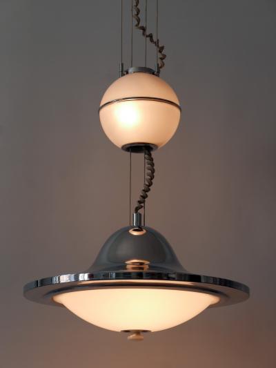 Rare Large Mid Century Modern Counterweight Pendant Lamp UFO Italy 1960s