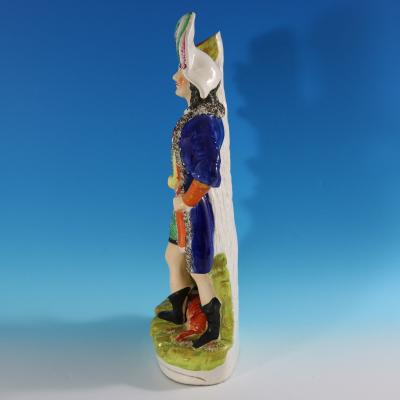 Rare Large Staffordshire Pottery Otter Hunter Spill Vase