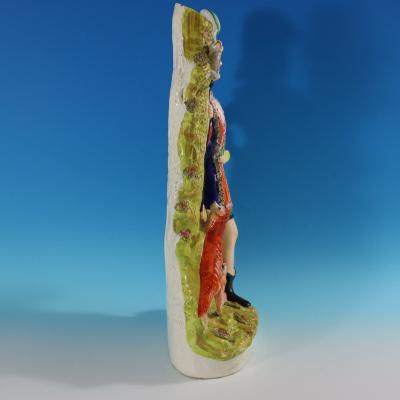 Rare Large Staffordshire Pottery Otter Hunter Spill Vase