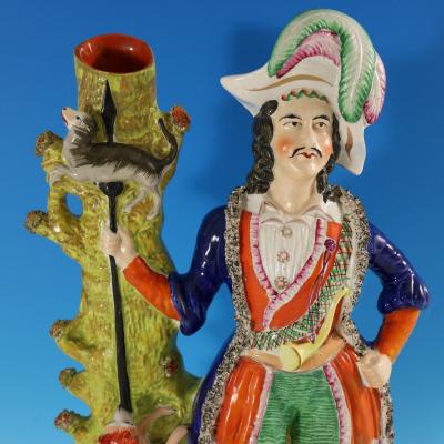 Rare Large Staffordshire Pottery Otter Hunter Spill Vase