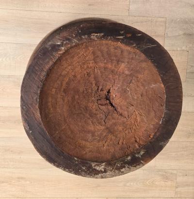 Rare Large Usu Rice Pounder in Keyaki Wood Meiji Period circa 1880