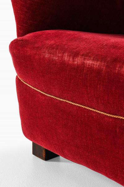 Rare Large Wingback Easy Chair in Fabric and Oak 1930s