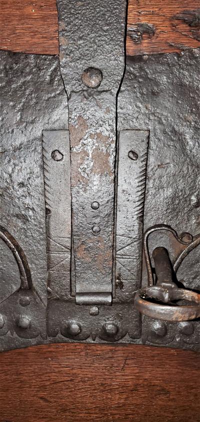 Rare Late Medieval 16th Century German Wrought Iron Oak Chest or Stollentruhe
