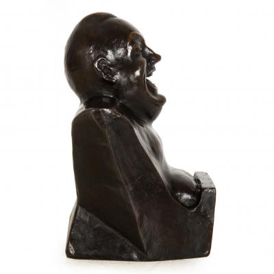 Rare Laughing Buddha Self Portrait Bronze Sculpture Bust by Enrico Caruso