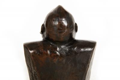 Rare Laughing Buddha Self Portrait Bronze Sculpture Bust by Enrico Caruso