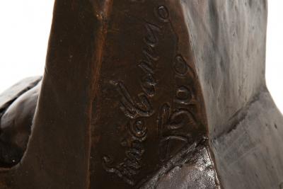 Rare Laughing Buddha Self Portrait Bronze Sculpture Bust by Enrico Caruso