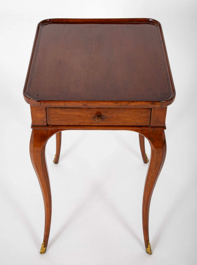 Rare Louis XV Mahogany Tray Top Single Drawer Side Table
