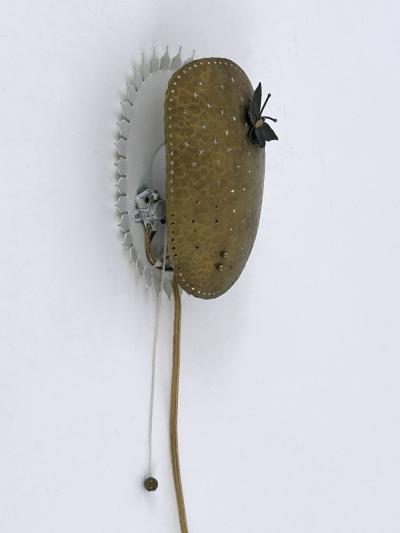 Rare Lovely Mid Century Modern Perforated Brass Sconce Papillon Sweden 1960s