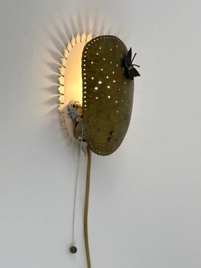 Rare Lovely Mid Century Modern Perforated Brass Sconce Papillon Sweden 1960s