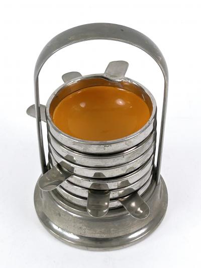 Rare Lovely Mid Century Modern Small Enameled Stacking Ashtray Set Germany 1960s