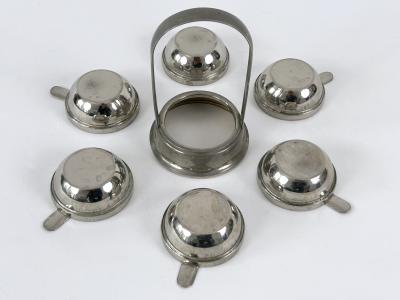 Rare Lovely Mid Century Modern Small Enameled Stacking Ashtray Set Germany 1960s