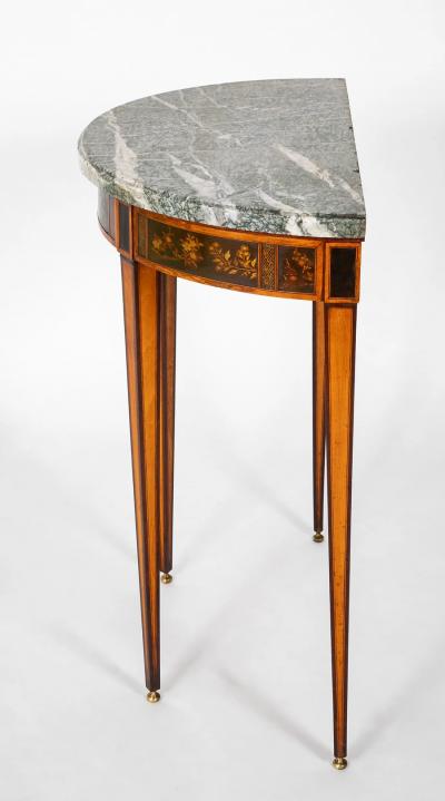 Rare Marble Top Dutch Demilune Classic Console with Chinoiserie Apron