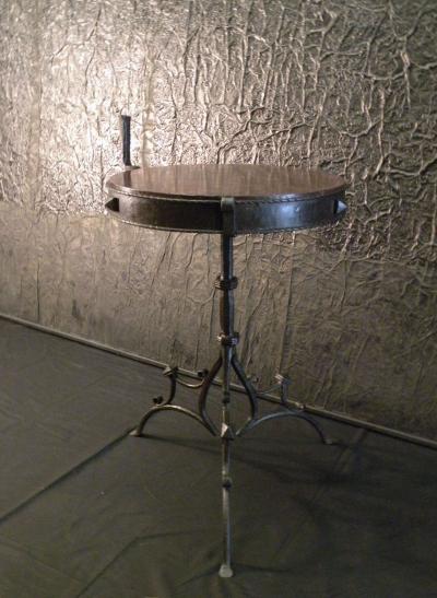 Rare Medieval Wrought Iron Round Table Stand with Porphyry top