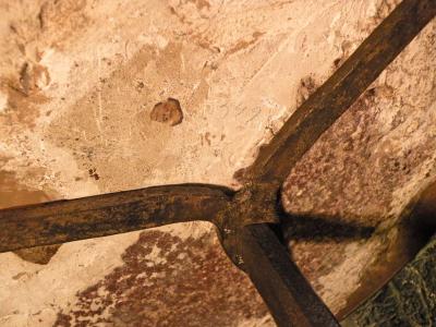 Rare Medieval Wrought Iron Round Table Stand with Porphyry top