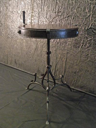 Rare Medieval Wrought Iron Round Table Stand with Porphyry top
