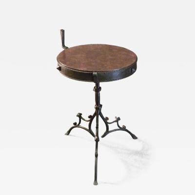 Rare Medieval Wrought Iron Round Table Stand with Porphyry top