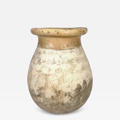 Rare Medium Antique French Biot Jar with Butter Yellow Glazed Rim