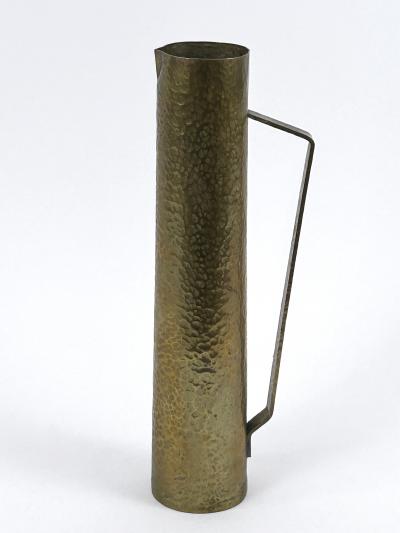 Rare Mid Century Hammered Brass Tall Grip Vase or Watering Can Germany 1960s
