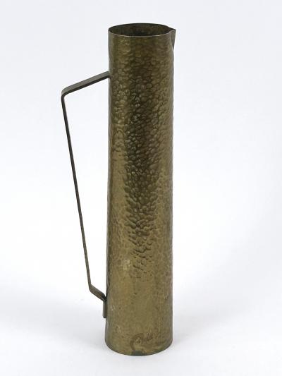 Rare Mid Century Hammered Brass Tall Grip Vase or Watering Can Germany 1960s