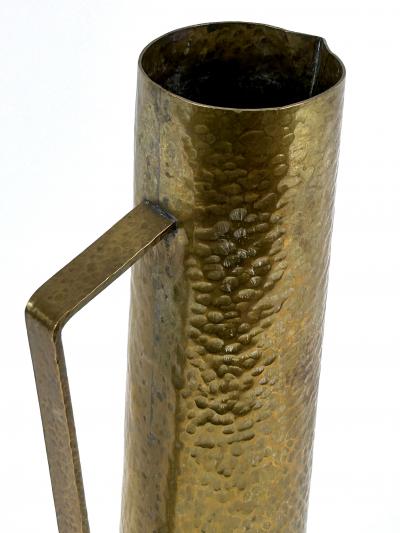 Rare Mid Century Hammered Brass Tall Grip Vase or Watering Can Germany 1960s