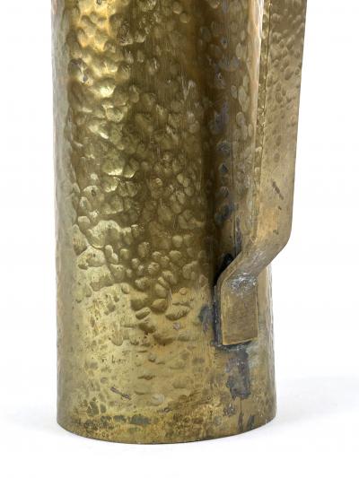 Rare Mid Century Hammered Brass Tall Grip Vase or Watering Can Germany 1960s