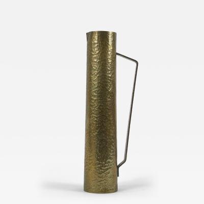 Rare Mid Century Hammered Brass Tall Grip Vase or Watering Can Germany 1960s