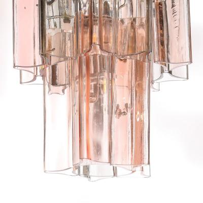 Rare Mid Century Hand Blown Smoked Rose Murano Glass 2 Tier Pendant Chandelier