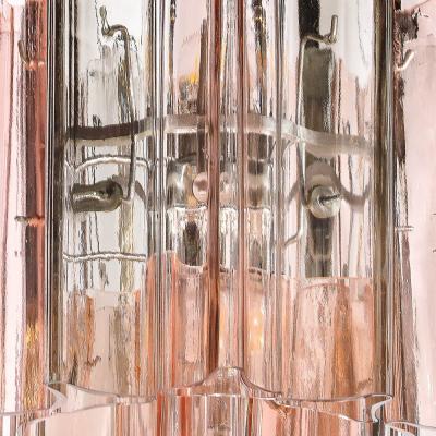 Rare Mid Century Hand Blown Smoked Rose Murano Glass 2 Tier Pendant Chandelier