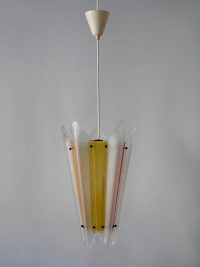 Rare Mid Century Modern Multi Colored Lucite Pendant Lamp Germany 1960s