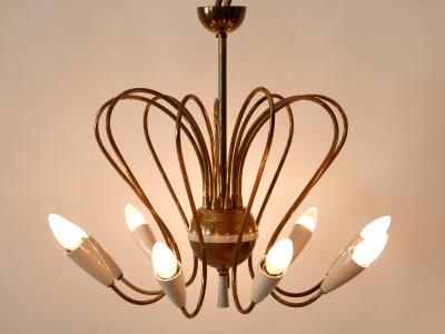 Rare Mid Century Modern Nine Flamed Sputnik Chandelier or Pendant Lamp 1950s