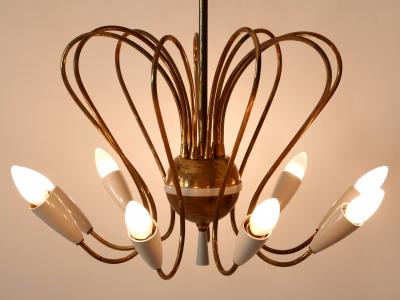 Rare Mid Century Modern Nine Flamed Sputnik Chandelier or Pendant Lamp 1950s
