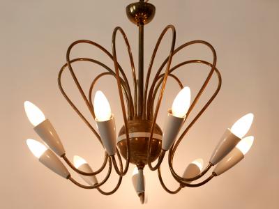 Rare Mid Century Modern Nine Flamed Sputnik Chandelier or Pendant Lamp 1950s