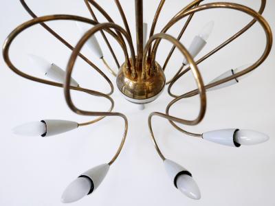 Rare Mid Century Modern Nine Flamed Sputnik Chandelier or Pendant Lamp 1950s