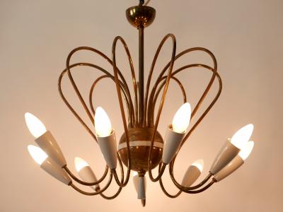 Rare Mid Century Modern Nine Flamed Sputnik Chandelier or Pendant Lamp 1950s