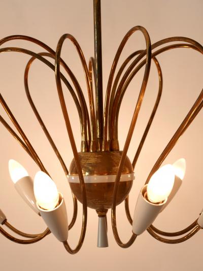 Rare Mid Century Modern Nine Flamed Sputnik Chandelier or Pendant Lamp 1950s