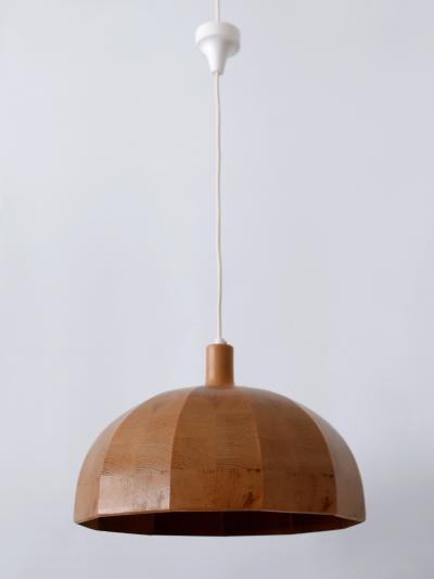 Rare Mid Century Modern Pine Wood Pendant Lamp or Hanging Light Sweden 1960s
