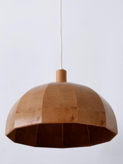 Rare Mid Century Modern Pine Wood Pendant Lamp or Hanging Light Sweden 1960s