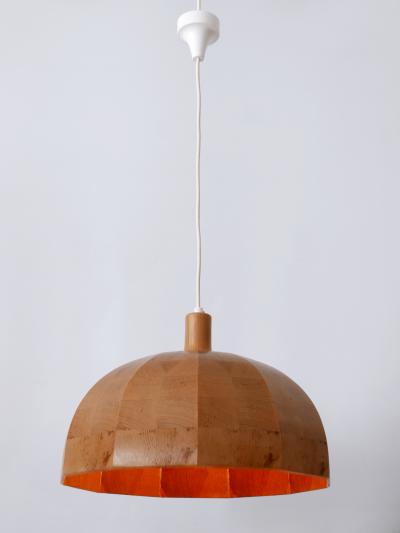 Rare Mid Century Modern Pine Wood Pendant Lamp or Hanging Light Sweden 1960s