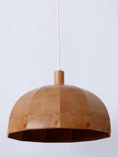 Rare Mid Century Modern Pine Wood Pendant Lamp or Hanging Light Sweden 1960s