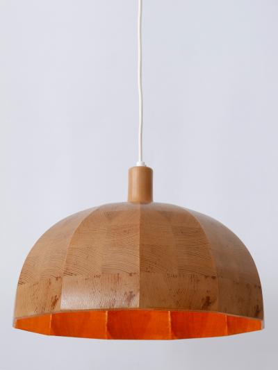 Rare Mid Century Modern Pine Wood Pendant Lamp or Hanging Light Sweden 1960s