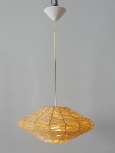 Rare Mid Century Modern Raffia Bast Pendant Lamp or Hanging Light Germany 1970s