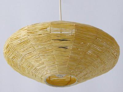 Rare Mid Century Modern Raffia Bast Pendant Lamp or Hanging Light Germany 1970s