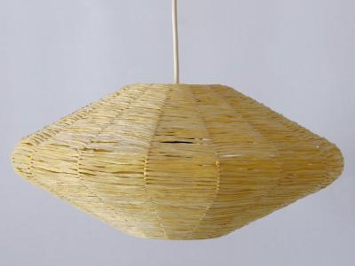 Rare Mid Century Modern Raffia Bast Pendant Lamp or Hanging Light Germany 1970s