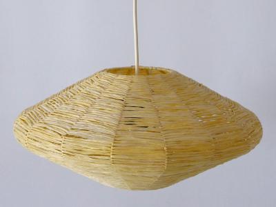 Rare Mid Century Modern Raffia Bast Pendant Lamp or Hanging Light Germany 1970s
