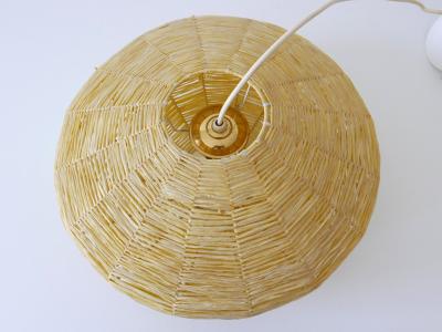 Rare Mid Century Modern Raffia Bast Pendant Lamp or Hanging Light Germany 1970s