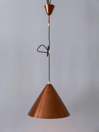 Rare Mid Century Modern Scandinavian Copper Pendant Lamp or Hanging Light 1960s