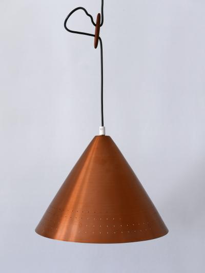 Rare Mid Century Modern Scandinavian Copper Pendant Lamp or Hanging Light 1960s