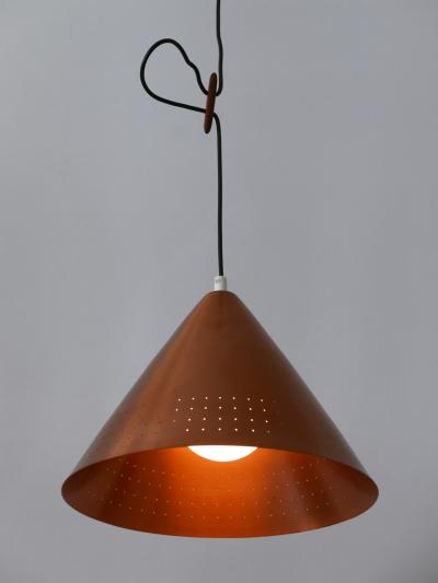 Rare Mid Century Modern Scandinavian Copper Pendant Lamp or Hanging Light 1960s